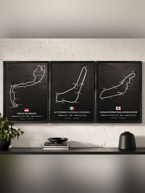 F1 Racing Circuit Posters Monaco Suzuka Monza Wall Art Set